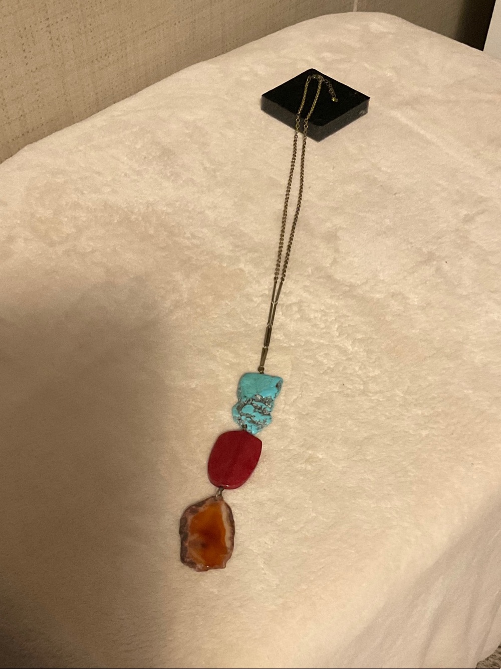 Turquoise, Red and Brown Agate Drop Necklace - Women Jewelry